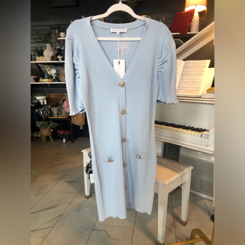 Endless Rose Sky Blue Ribbed Dress